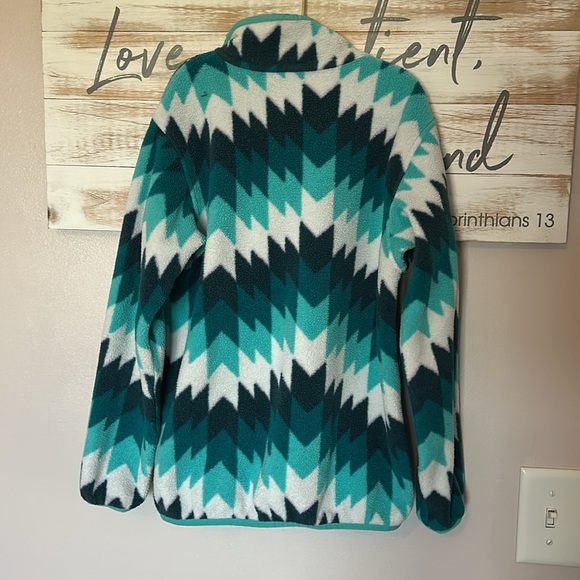 Patagonia Synchilla Teal, Blue and White snap fleece size 7-8 - Picture 4 of 4